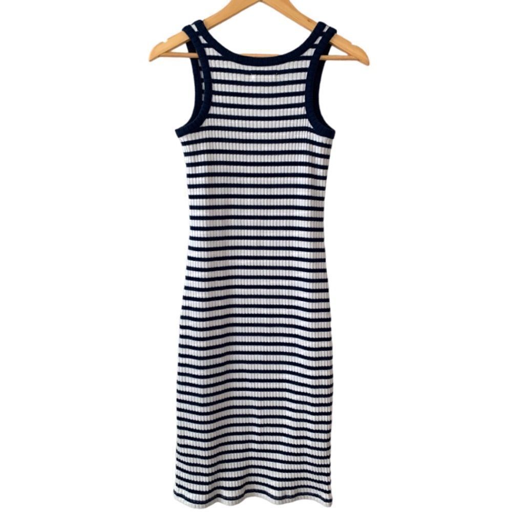 Madewell Ribbed Tank Midi Dress Stripe Size Small - Picture 4 of 8